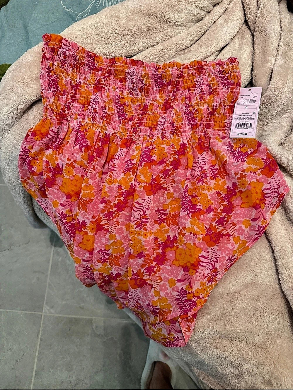 Wild Fable Scarf Tube Top Floral Pink & Orange NWT